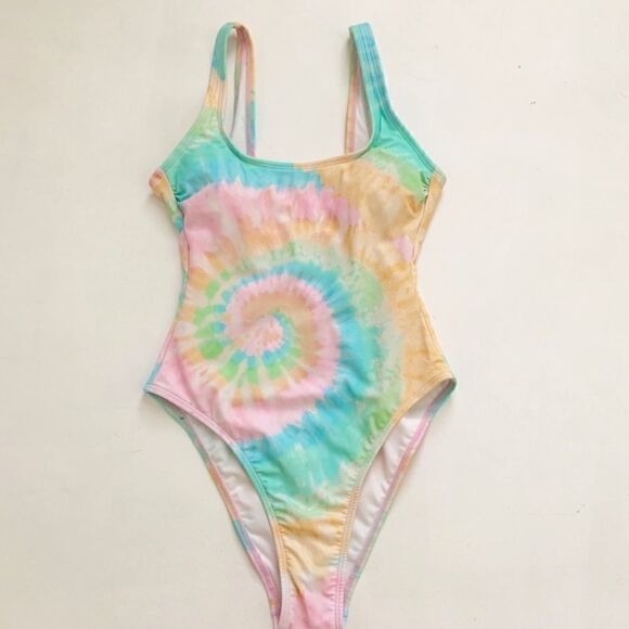 Stoney Clover Lane x Target Rainbow Tie Dye One Piece Swimsuit Size XS NWOT - Picture 2 of 9